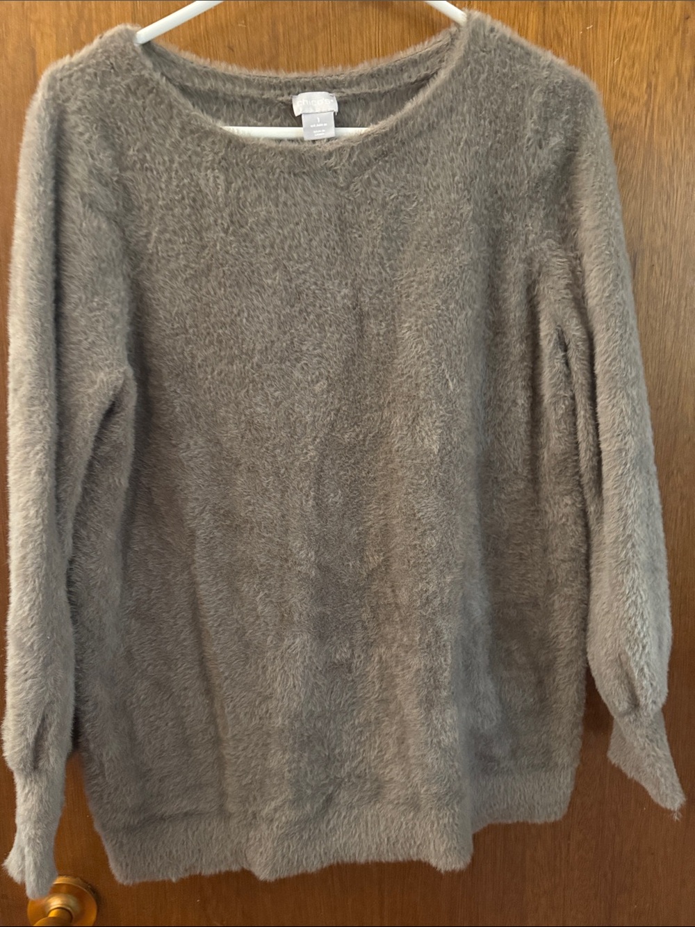 Chico's Fuzzy Scoop Neck Sweater - Taupe